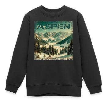 Aspen Ski Snowboard Escapade hivernale vintage - Sweat Premium enfant bio - noir - Devant - AI Model Kid Female (0cm)