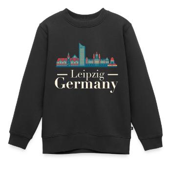 Leipzig Skyline - Sweat Premium enfant bio - noir - Devant - AI Model Kid Female (0cm)