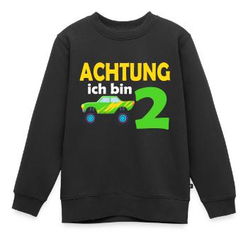 2. Geburtstag Achtung ich bin 2 - Kinder Premium Organic Sweatshirt - Schwarz - Vorne - AI Model Kid Female (0cm)