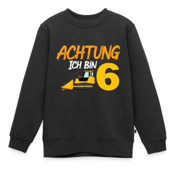 Ich bin 6 Planierraupe 6. Geburtstag 6 Jahre - Kinder Premium Organic Sweatshirt - Schwarz - Vorne - AI Model Kid Female (0cm)