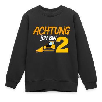 Ich bin 2 Planierraupe 2. Geburtstag 2 Jahre - Kinder Premium Organic Sweatshirt - Schwarz - Vorne - AI Model Kid Female (0cm)