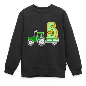 Tracteur 5 ans 5e anniversaire 5 - Sweat Premium enfant bio - noir - Devant - AI Model Kid Female (0cm)