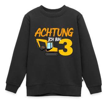 Ich bin 3 Bagger 3. Geburtstag 3 Jahre Bauarbeiter - Kinder Premium Organic Sweatshirt - Schwarz - Vorne - AI Model Kid Female (0cm)