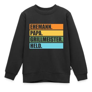 Grillmeister Papa Grillmeister Papa Geschenk - Kinder Premium Organic Sweatshirt - Schwarz - Vorne - AI Model Kid Female (0cm)
