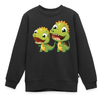 Dinosaur Baby Tyrannosaurus Two Dino T-Rex - Kids Premium Organic Sweatshirt - black - Front - AI Model Kid Female (0cm)