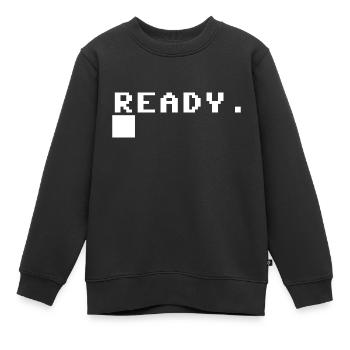 C64 ready - weiss - Kinder Premium Organic Sweatshirt - Schwarz - Vorne - AI Model Kid Female (0cm)