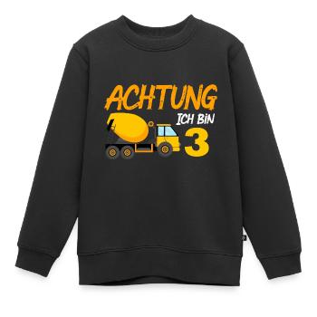 Ich bin 3 Betonmischer 3. Geburtstag 3 Jahre - Kinder Premium Organic Sweatshirt - Schwarz - Vorne - AI Model Kid Female (0cm)