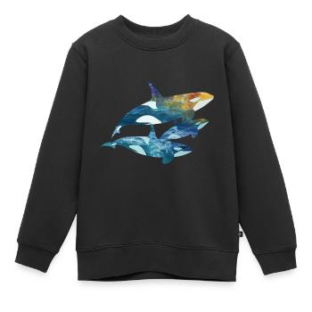Orca Familie Design – Mama, Papa und Kind – Liebev - Kinder Premium Organic Sweatshirt - Schwarz - Vorne - AI Model Kid Female (0cm)