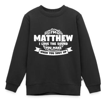 Vorname Matthew Geburtsname Geschenk - Kinder Premium Organic Sweatshirt - Schwarz - Vorne - AI Model Kid Female (0cm)