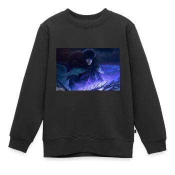 Guerrier féroce dans le noir - Sweat Premium enfant bio - noir - Devant - AI Model Kid Female (0cm)