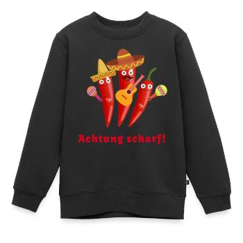 chilli, chilli familie,karneval,Mexikaner - Kinder Premium Organic Sweatshirt - Schwarz - Vorne - AI Model Kid Female (0cm)