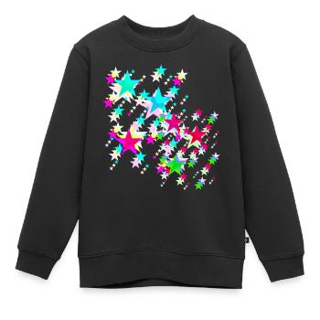 Sterne,stern, bunte Sterne - Kinder Premium Organic Sweatshirt - Schwarz - Vorne - AI Model Kid Female (0cm)