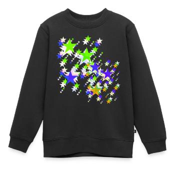 Sterne,stern, bunte Sterne - Kinder Premium Organic Sweatshirt - Schwarz - Vorne - AI Model Kid Female (0cm)
