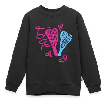 Tennis, love, illustration - Kinder Premium Organic Sweatshirt - Schwarz - Vorne - AI Model Kid Female (0cm)