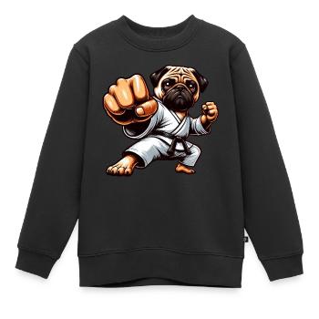 Mops Karate Cartoon Hund Martial Arts - Kinder Premium Organic Sweatshirt - Schwarz - Vorne - AI Model Kid Female (0cm)