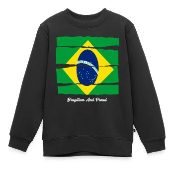 Brésilien et fier Brésil - Sweat Premium enfant bio - noir - Devant - AI Model Kid Female (0cm)