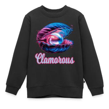 Clamorouse Muschel mit einer Perle Design - Kinder Premium Organic Sweatshirt - Schwarz - Vorne - AI Model Kid Female (0cm)
