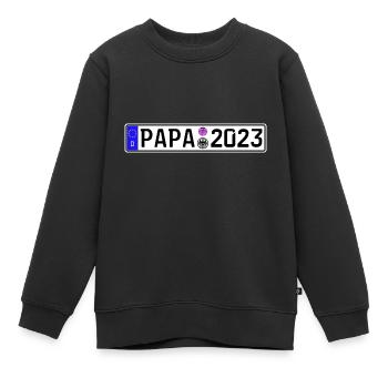 Papa 2023 Vater werden Nummernschild - Kinder Premium Organic Sweatshirt - Schwarz - Vorne - AI Model Kid Female (0cm)