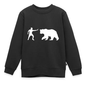 Stop Bear - Sweat Premium enfant bio - noir - Devant - AI Model Kid Female (0cm)