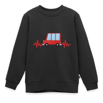 Auto - Wagen - Herzschlag - Autobus - Style - Kinder Premium Organic Sweatshirt - Schwarz - Vorne - AI Model Kid Female (0cm)