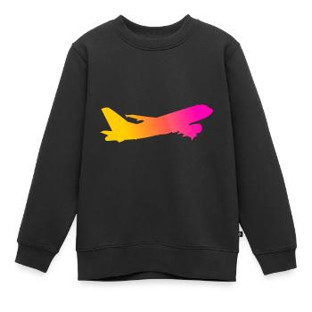 Flugzeug - Kinder Premium Organic Sweatshirt - Schwarz - Vorne - AI Model Kid Female (0cm)