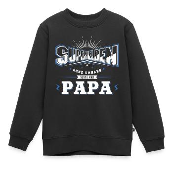 Superhelden ohne Umhang nennt man Papa - Kinder Premium Organic Sweatshirt - Schwarz - Vorne - AI Model Kid Female (0cm)