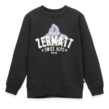 Zermatt Alpes suisses - Sweat Premium enfant bio - noir - Devant - AI Model Kid Female (0cm)