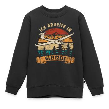 Ich arbeite in Gleitzeit - Segelflug - Thermik - Kinder Premium Organic Sweatshirt - Schwarz - Vorne - AI Model Kid Female (0cm)