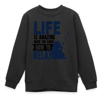 Angler Angelhaken Angelrute Sportfischer - Kinder Premium Organic Sweatshirt - Schwarz - Vorne - AI Model Kid Female (0cm)