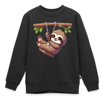 Drôle paresseux balançoire aire de jeux dessin animé Spa - Sweat Premium enfant bio - noir - Devant - AI Model Kid Female (0cm)