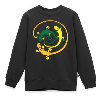 Gecko Spirale - Kinder Premium Organic Sweatshirt - Schwarz - Vorne - AI Model Kid Female (0cm)