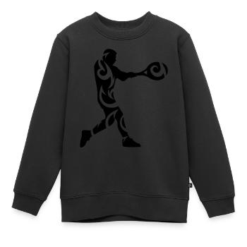 Tennis tribal - Sweat Premium enfant bio - noir - Devant - AI Model Kid Female (0cm)