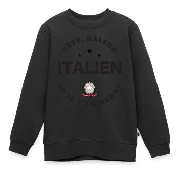Italien, Têtu, râleur - Sweat Premium enfant bio - noir - Devant - AI Model Kid Female (0cm)