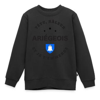 Ariégeois, têtu, râleur - Sweat Premium enfant bio - noir - Devant - AI Model Kid Female (0cm)