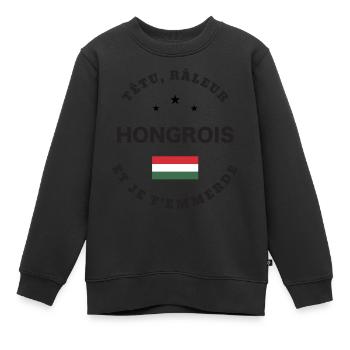 Hongrois, têtu, râleur - Sweat Premium enfant bio - noir - Devant - AI Model Kid Female (0cm)