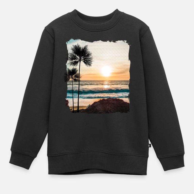 Sonnenuntergang mit Palmen - Kinder Premium Organic Sweatshirt - Schwarz