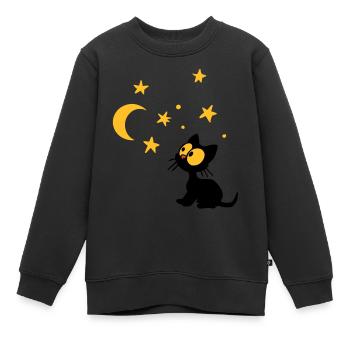 Chaton aux étoiles - Sweat Premium enfant bio - noir - Devant - AI Model Kid Female (0cm)