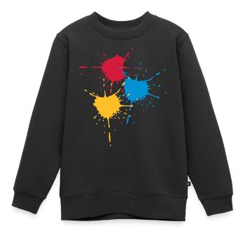 3 basic colors - Splash - V3 - Kids Premium Organic Sweatshirt - black - Front - AI Model Kid Female (0cm)