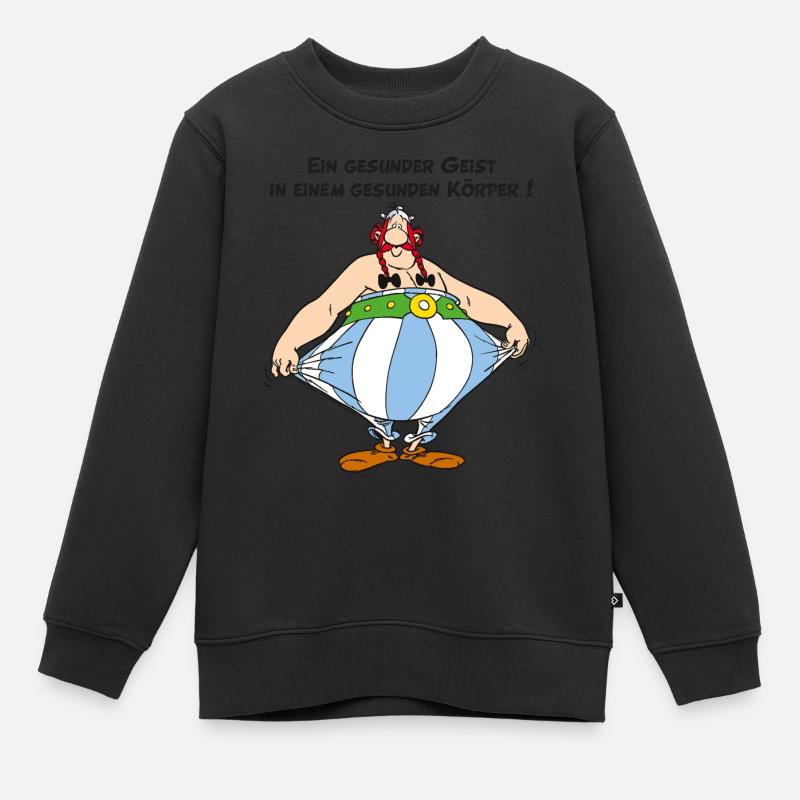 Obelix: Ein gesunder Geist, in einem Gesunden Kör - Kinder Premium Organic Sweatshirt - Schwarz