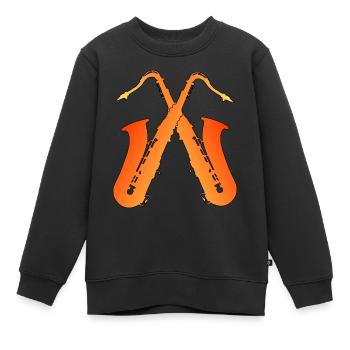 Saxofone / Orange - Kinder Premium Organic Sweatshirt - Schwarz - Vorne - AI Model Kid Female (0cm)