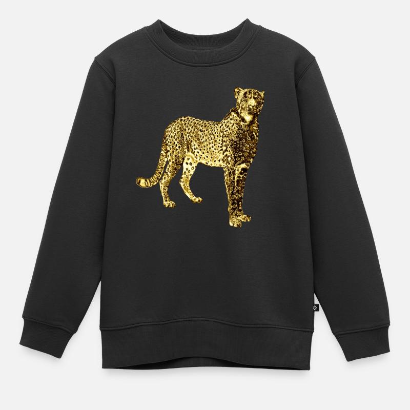 Leopard Goldene Graffiti Kunst - Kinder Premium Organic Sweatshirt - Schwarz