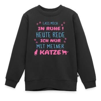 rede mit katze verrückt cats cat in ruhe - Kinder Premium Organic Sweatshirt - Schwarz - Vorne - AI Model Kid Female (0cm)