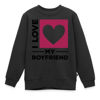 i love my boyfriend - Kinder Premium Organic Sweatshirt - Schwarz - Vorne - AI Model Kid Female (0cm)