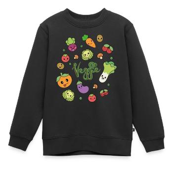 Kawaii doodle - veggie - Kids Premium Organic Sweatshirt - black - Front - AI Model Kid Female (0cm)