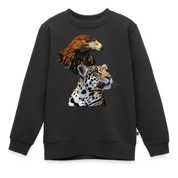 Steinadler und Jaguar - Kinder Premium Organic Sweatshirt - Schwarz - Vorne - AI Model Kid Female (0cm)