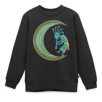 Native American - Kokopelli Mandala Half Moon 1 - Kids Premium Organic Sweatshirt - black - Front - AI Model Kid Female (0cm)
