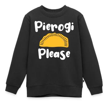 Pierogi please - Poland Polish food Pirogge - Kids Premium Organic Sweatshirt - black - Front - AI Model Kid Female (0cm)