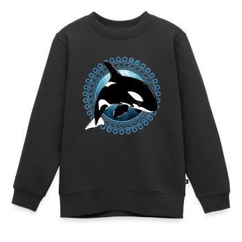 Orca Killerwal - Kinder Premium Organic Sweatshirt - Schwarz - Vorne - AI Model Kid Female (0cm)