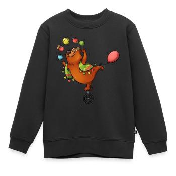 Drôle cirque animaux ours avec ballon et monocycle - Sweat Premium enfant bio - noir - Devant - AI Model Kid Female (0cm)