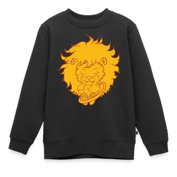 Petit bébé lion - Sweat Premium enfant bio - noir - Devant - AI Model Kid Female (0cm)